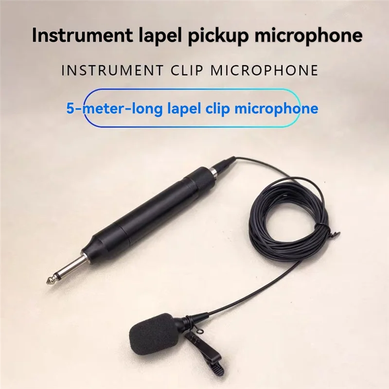 

A73E-For Bass, Guitar, Violin Compatible 5M Lapel Microphones 6.5 Mono Portable Microphone Pickup Wired Mini Audio Mic