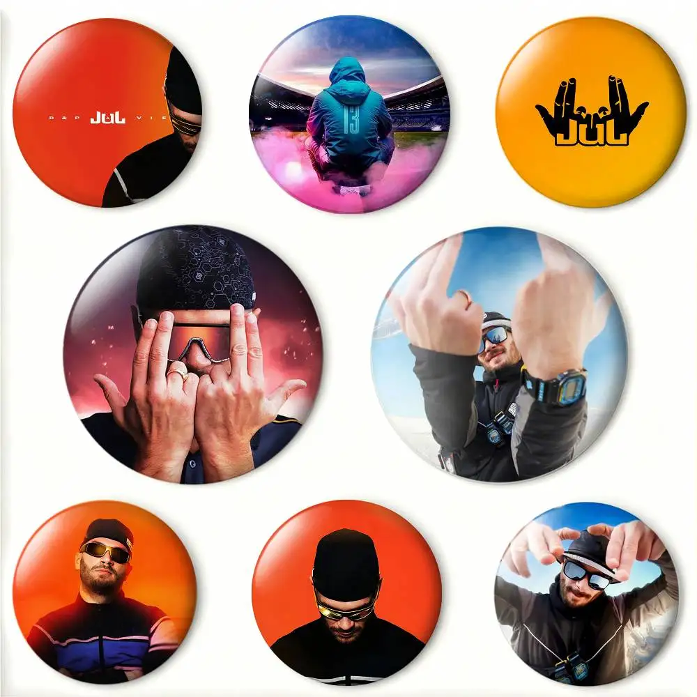 French Rapper Rap Rappeur Jul Laser Badge Applicable For Backpack Clothes Hats Decor Creative Accessories