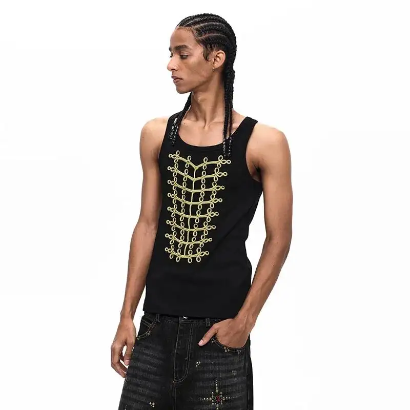 LUZHEN 2026 Summer Trendy Original Pattern Embroidery Design Sleeveless T-shirts Men's Handsome Street Casual Vest Tops JY6505