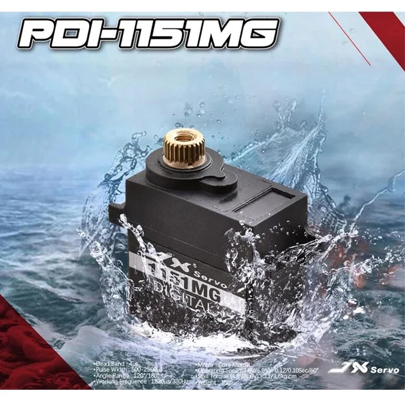 

JX PDI-1151MG 3.6KG Миниатюрный безколлекторный водонепроницаемый двигатель 120 ° Цифровой сервопривод для радиоуправляемых моделей