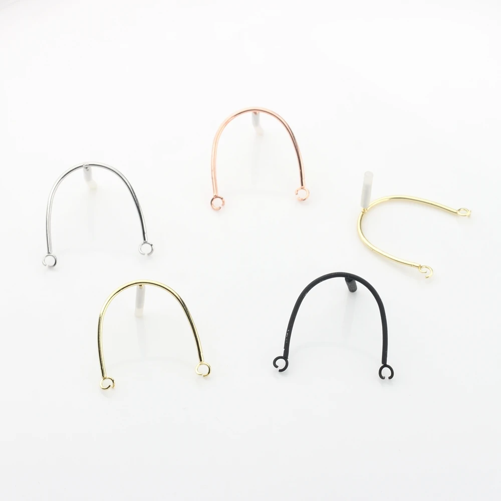 Copper Metal   Simple U Shape Geometric Earrings Base Connectors Linkers 6pcs For DIY Drop Earrings Making Accessories