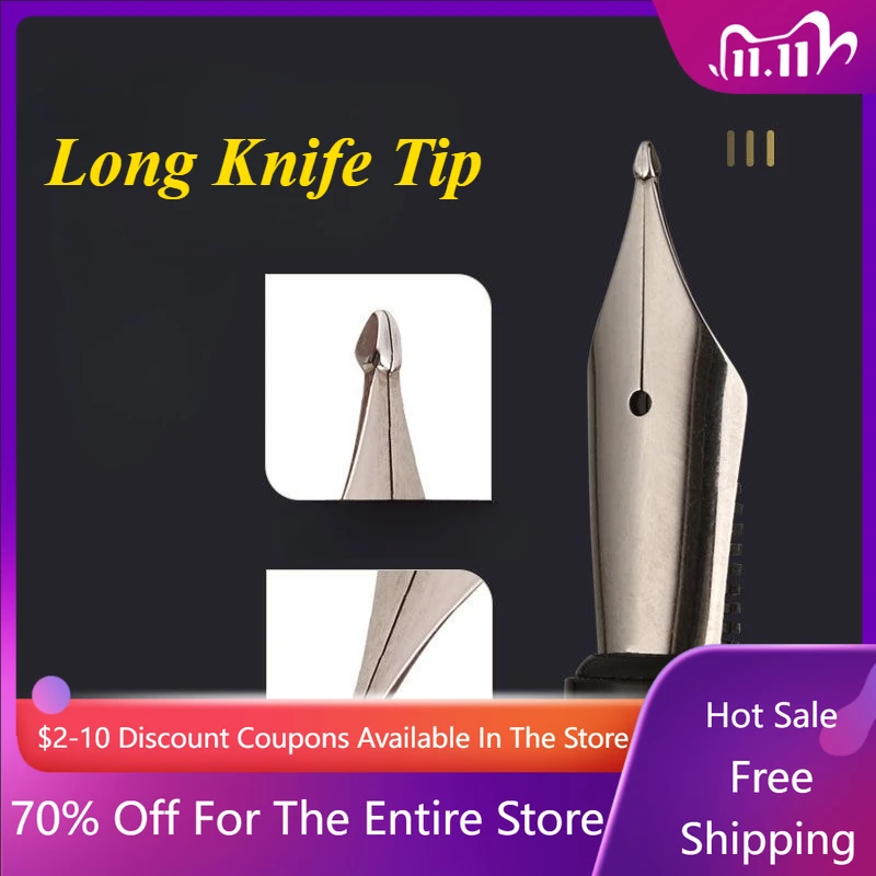 

No.6 Long Knife Tip Fountain Pens Luxury Blade Nib M B 1.0mm Calligraphy Pen #6 Modern Design for Professionals Cute Design Gift