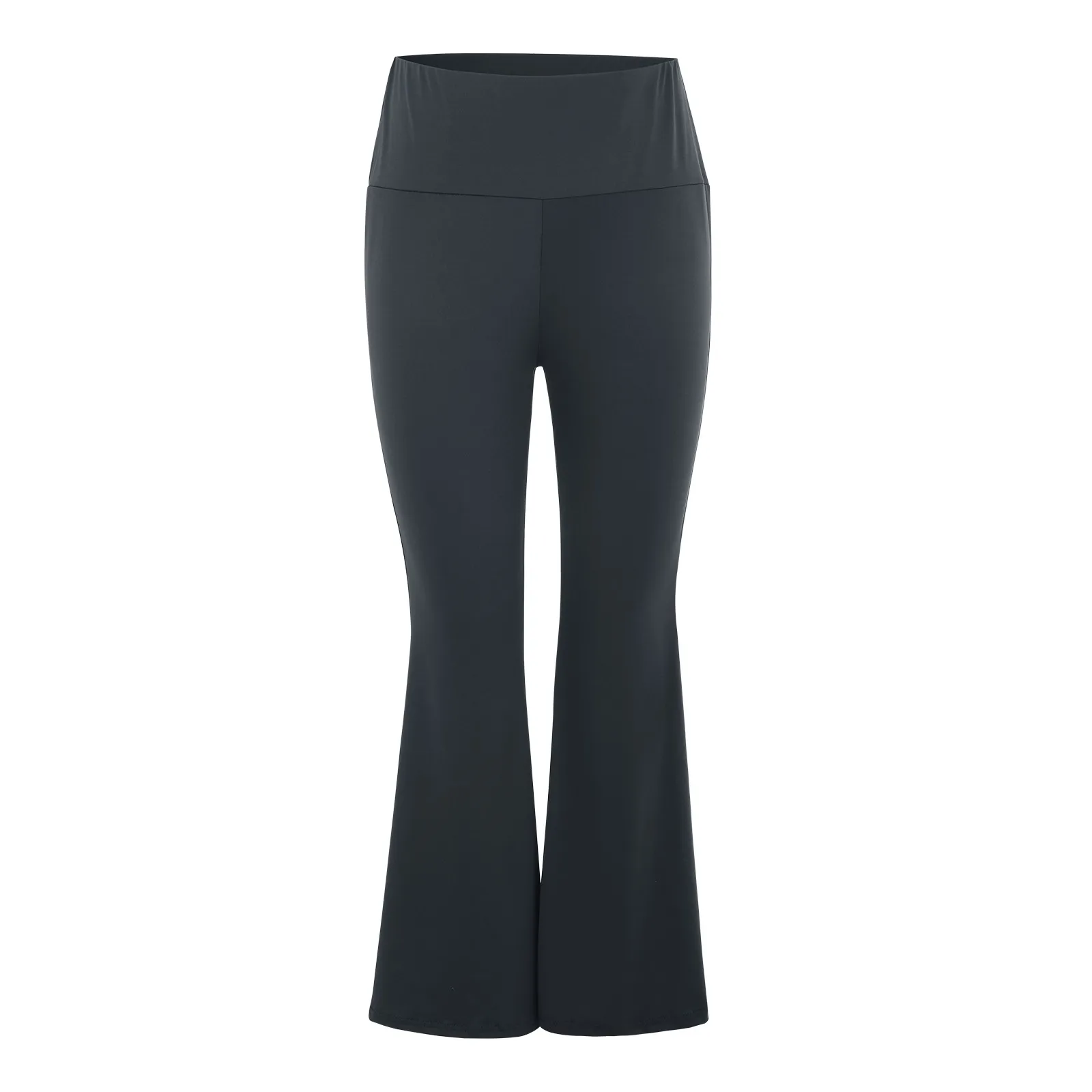 Women's Solid Color High Waisted Flared Pants Elasticity Wide Leg Yoga Pants Elastic Waist Casual Ladies Trousers