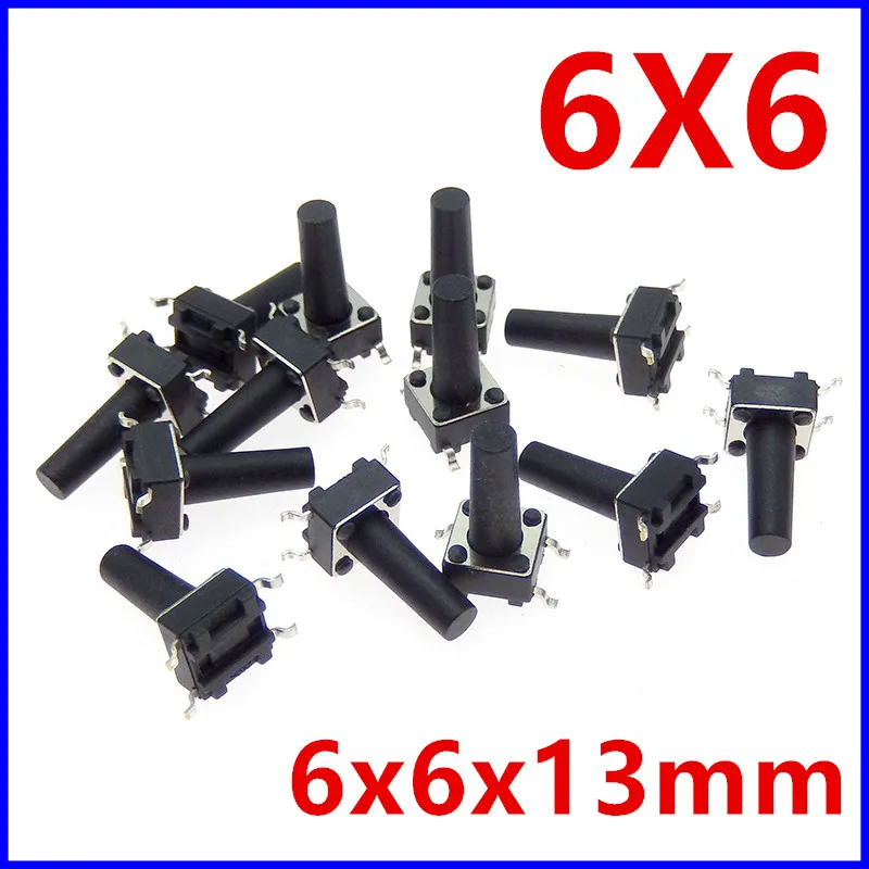 50PCS SMT 6*6* 13    6X6X13    6X6X13mm 4PIN patch switch Micro push button switch reset switch PCB SMD