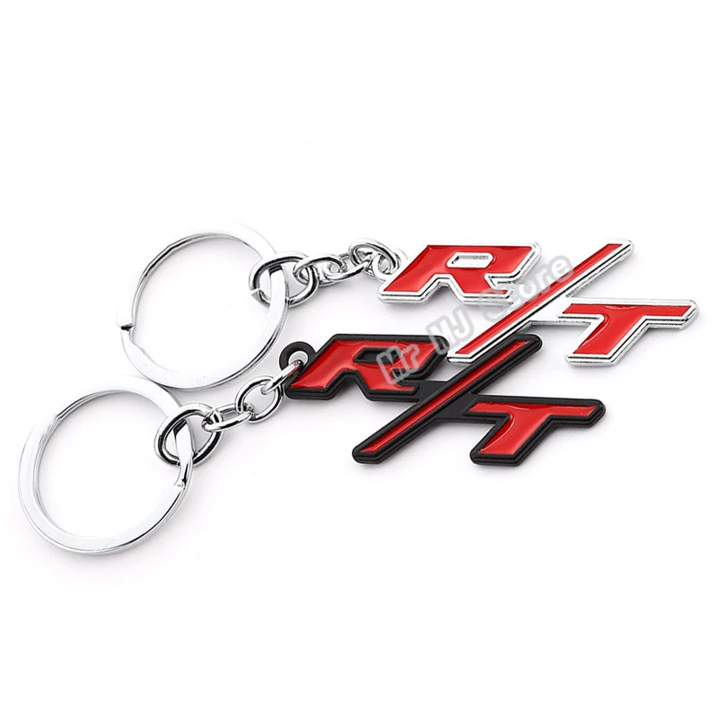 

Car Styling High Quality RT Badge Car Keychain For JEEP DODGE RT Caravan Challenger Charger Journey RAM Keyring Car Accessories