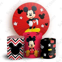 Disney Mickey Mouse Round Photo Backdrop Cover For Kids Birthday Baby Shower Circle Photography Background Cylinder Covers