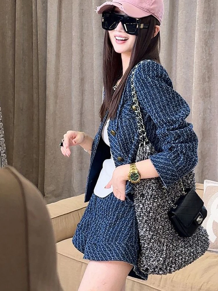 

Маленькая женская элитная темпераментная куртка ранней осени в ароматном стиле + повседневные шорты, модный комплект из двух предметов для поездок на работу