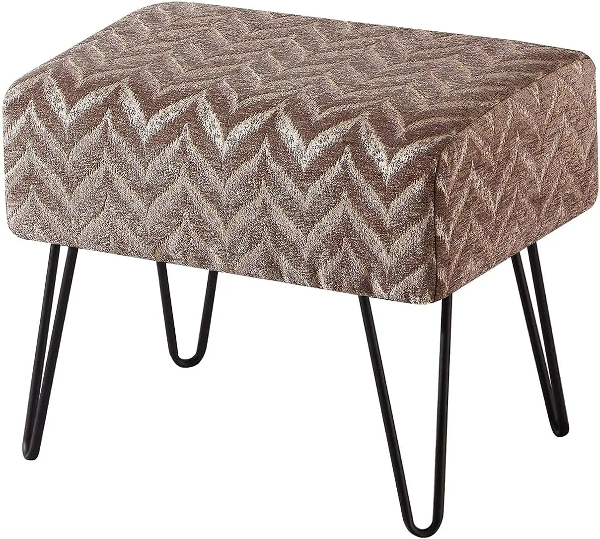

Jacquard Chenille Ottoman, 19"" X 13"" X 17"" H, Arusha-Light Brown, Fuzzy Entry Way Ottoman Bench For Living Room Bedroom End