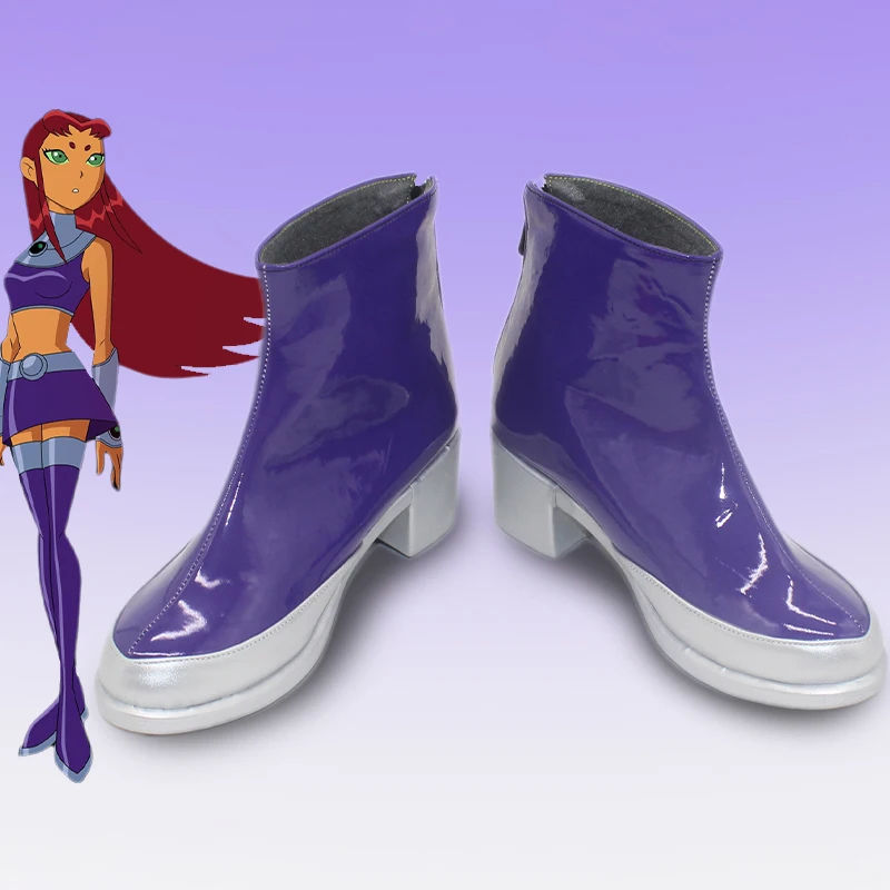 أحذية Starfire التأثيرية Anime Titans أحذية جلدية صناعية زرقاء للنساء