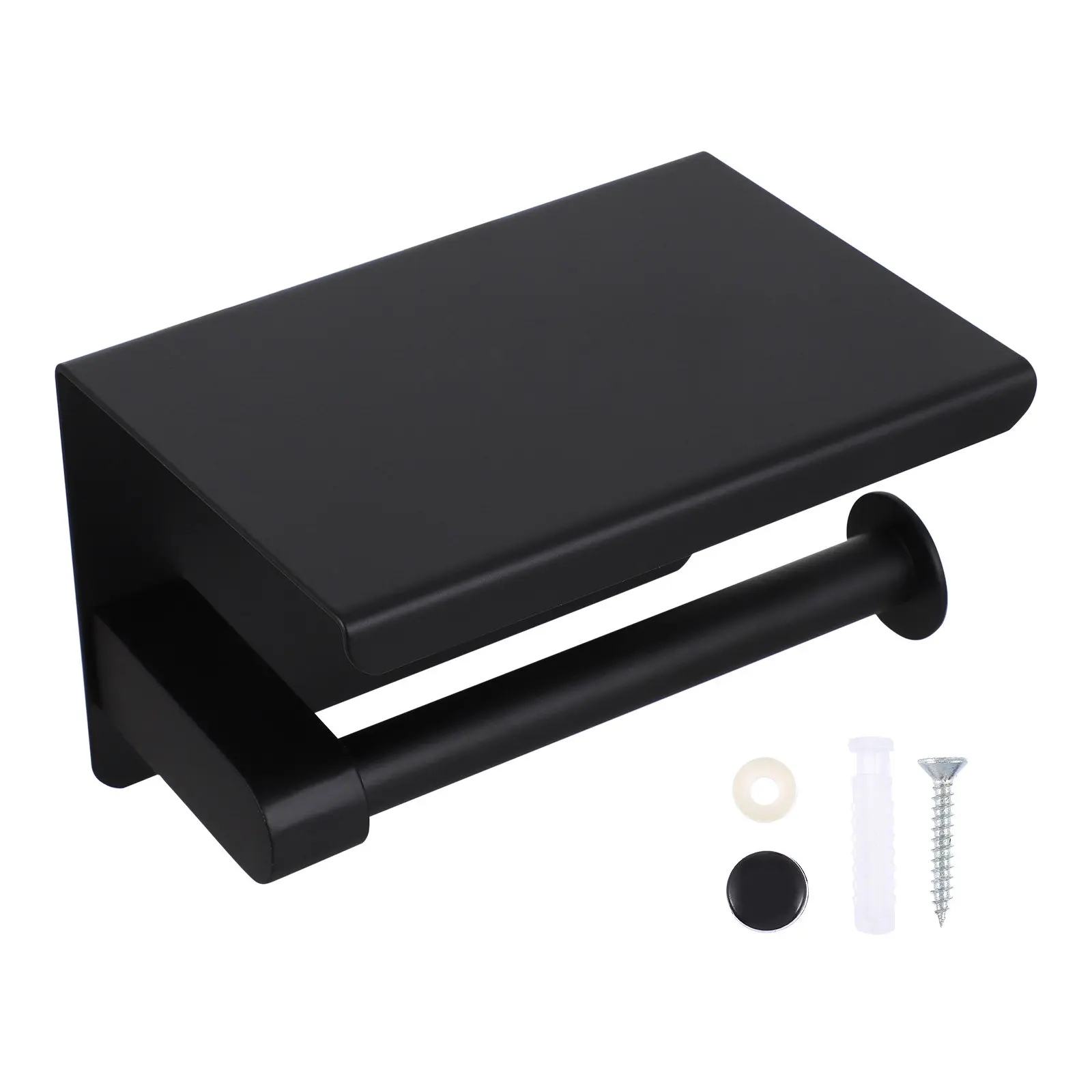 

1Set Stylish Stainless Steel Toilet Paper Holder with Shelf for Phone Watches Bathroom Tissue Storage Rack Wall Mounted Bathroom