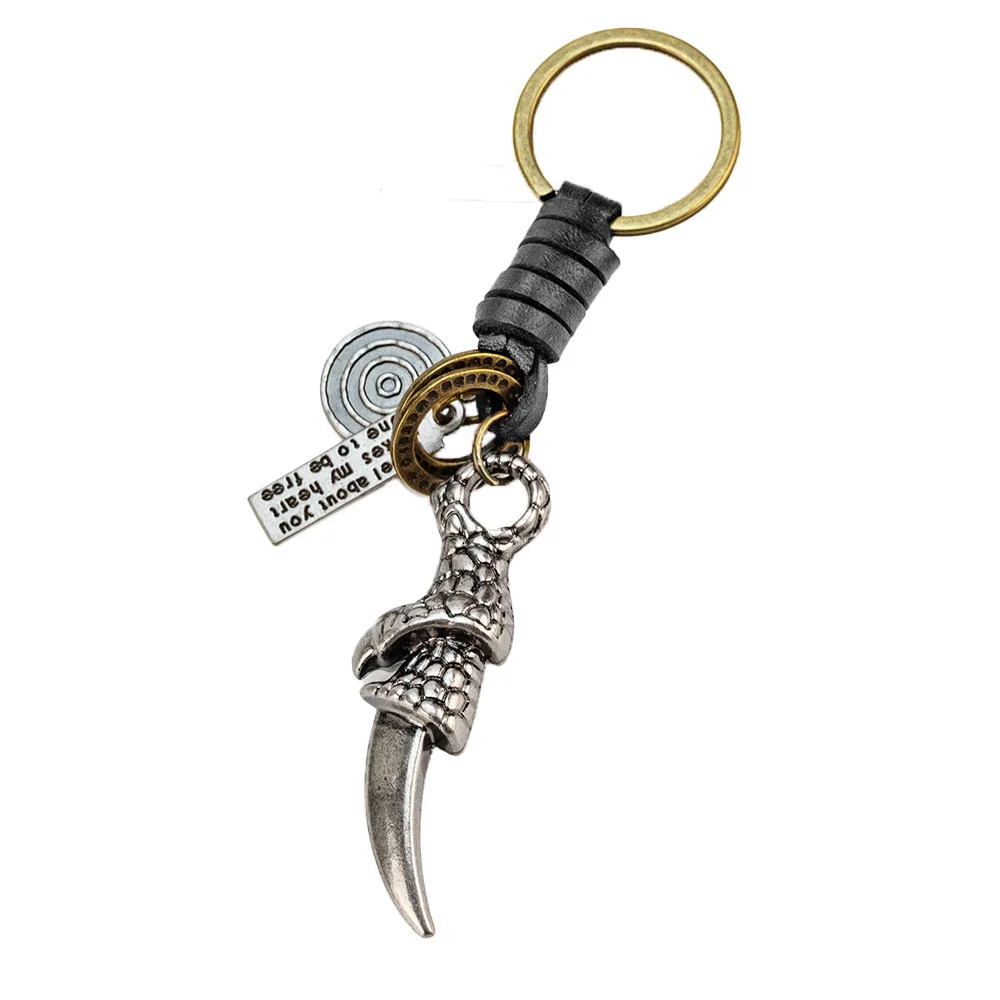 New trendy retro punk dragon claw keychain pendant for street rock, alloy eagle claw cultural creation for men's waist accessory