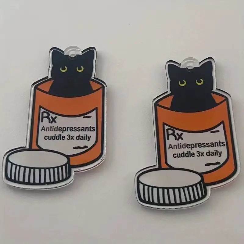 10pcs acrylic medicine cat pendant, DIY jewelry making earrings necklace keychain accessories view 3
