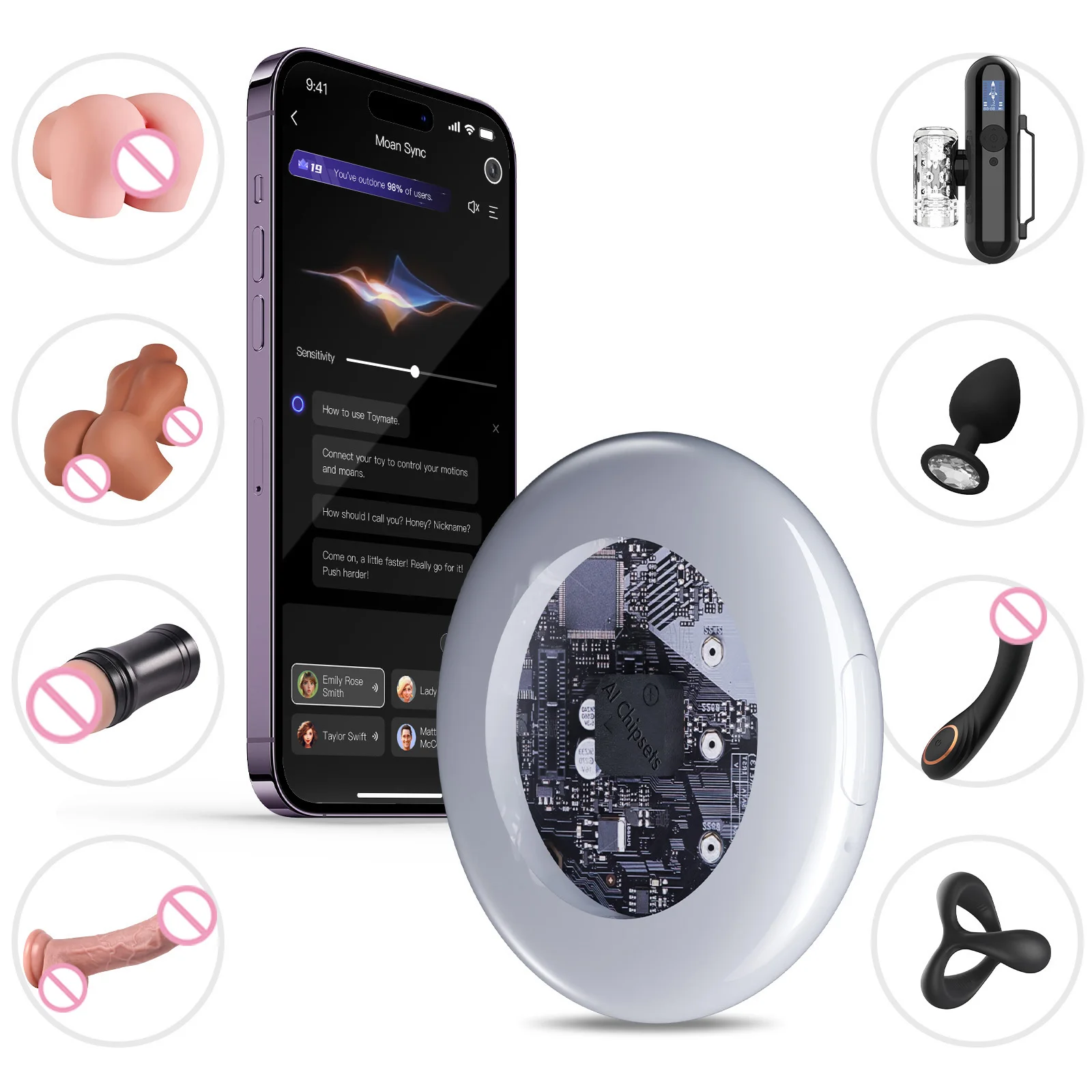 Sex Toy Smart Accessory Anyone Moan-clone Motion-sync with Masturbator Pocket Pussy Vibrator Dildo Anal Plug Manual or Electric