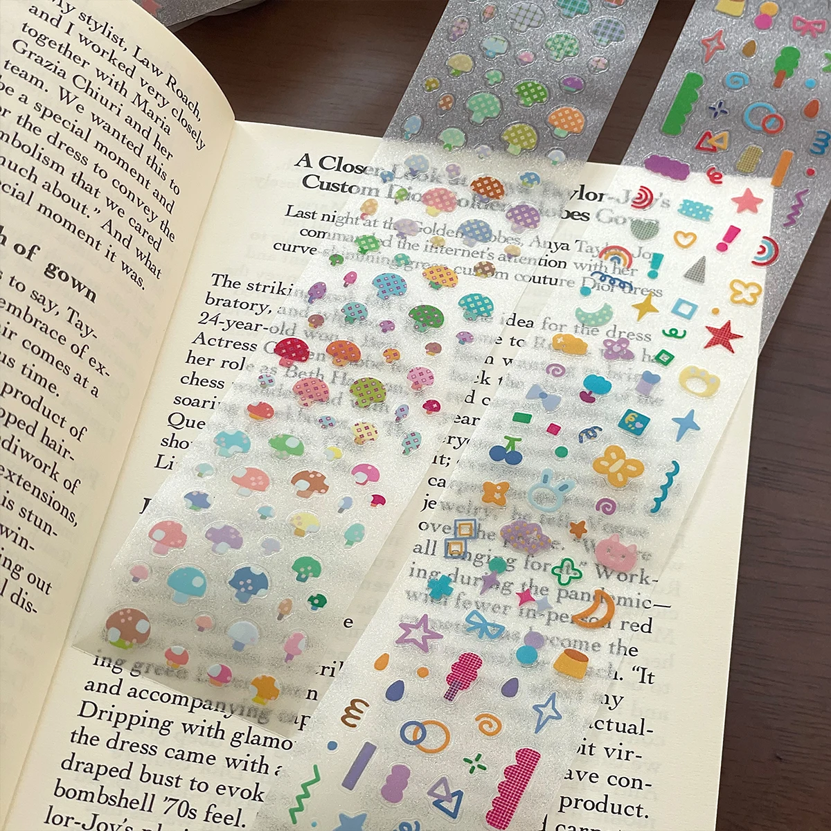 PET Sticker Tapes Basic Material for Scrapbooking Vortex Mushroom Stationery Stickers Graffiti Star Deco Stickers