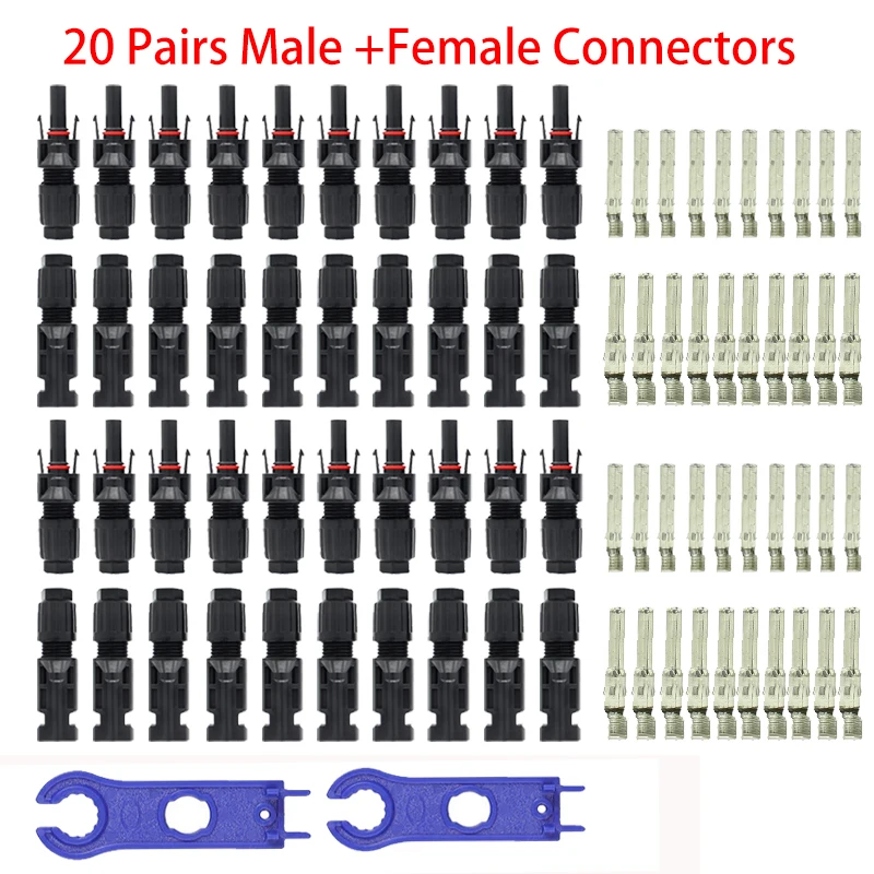 

20 50 100 Pairs/Lot Male and Female PV Connectors Solar Connector TUV 30A 1000Vdc IP67 for Solar Cable 2.5-6mm2 Connect