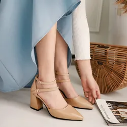 Oversize Large size Big size High-heeled shoes Pointed toe Thick Heel Fashion trend Comfortable Light Weight