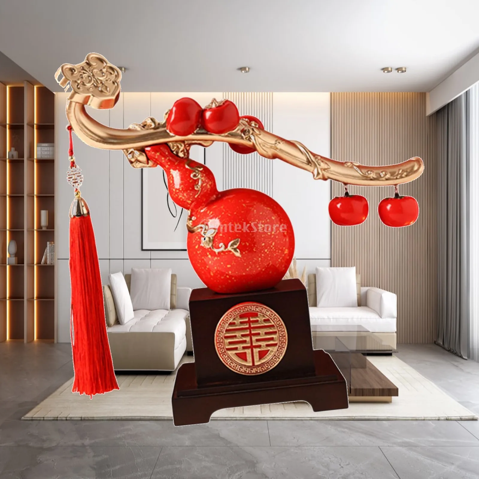 Lucky Persimmon Resin Statue Feng Shui Ornament Collectible Blessing Sculpture for Farmhouse Party Room Office