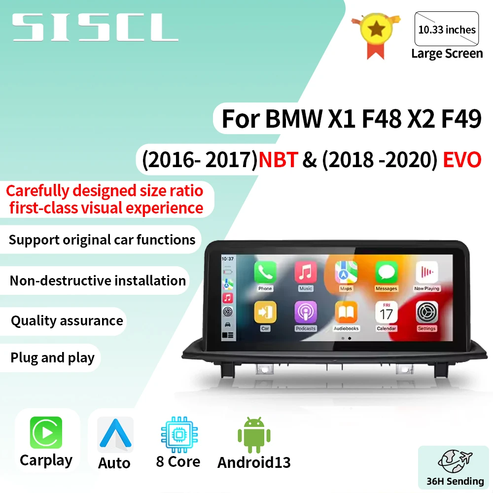 

10.33 ” For BMW X1 F48 X2 F49 (2016- 2017)NBT & (2018 -2020) EVO Android 13 Car Player Carplay Radio GPS Navigation 360 Camera