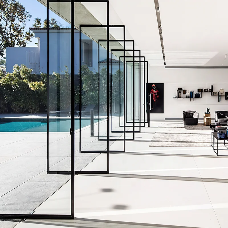 Villa Commercial Use Multi Panel Revolving Door Moisture Proof Heat Insulating Aluminum Glass Doors Panoramic Pivot Doors