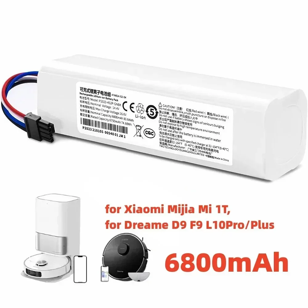 

P2008-4S2P-MMBK Battery Replacement for Dreame D10s L10s D9 Pro D10 L10 D10 Plus D9 Max W10 Pro W10 Vacuum Cleaner 14.4V 6800mAh
