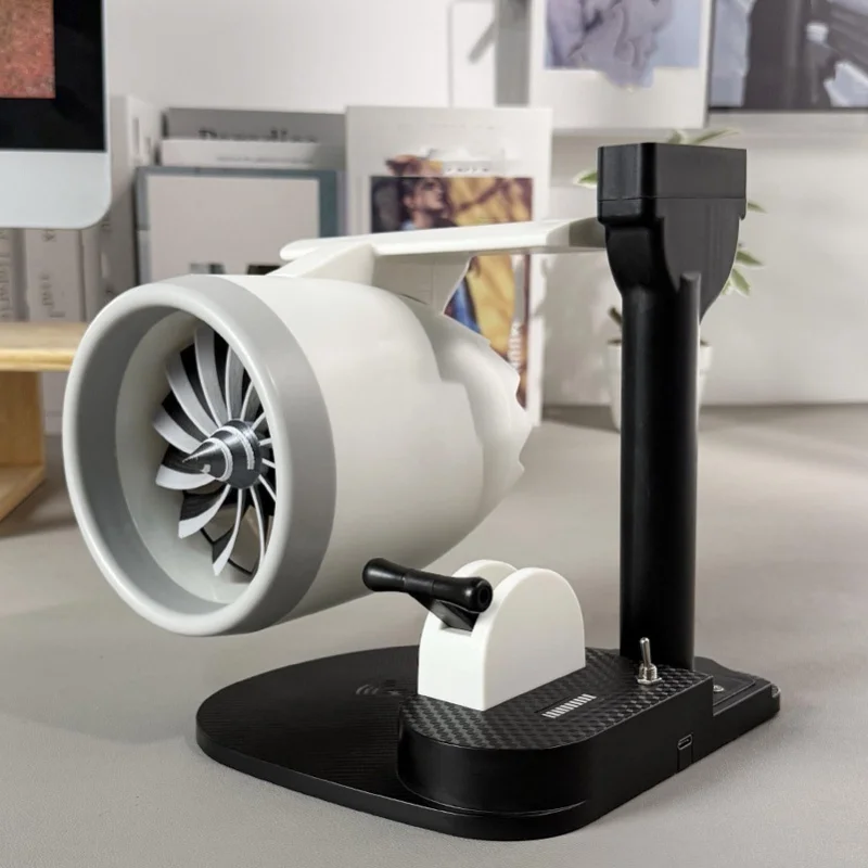 Desktop Turbine Fan With Humidifier 3 In 1 Adjustable Speed 4000rpm With 15W Wireless Charging Engine Shaped For Office Desk