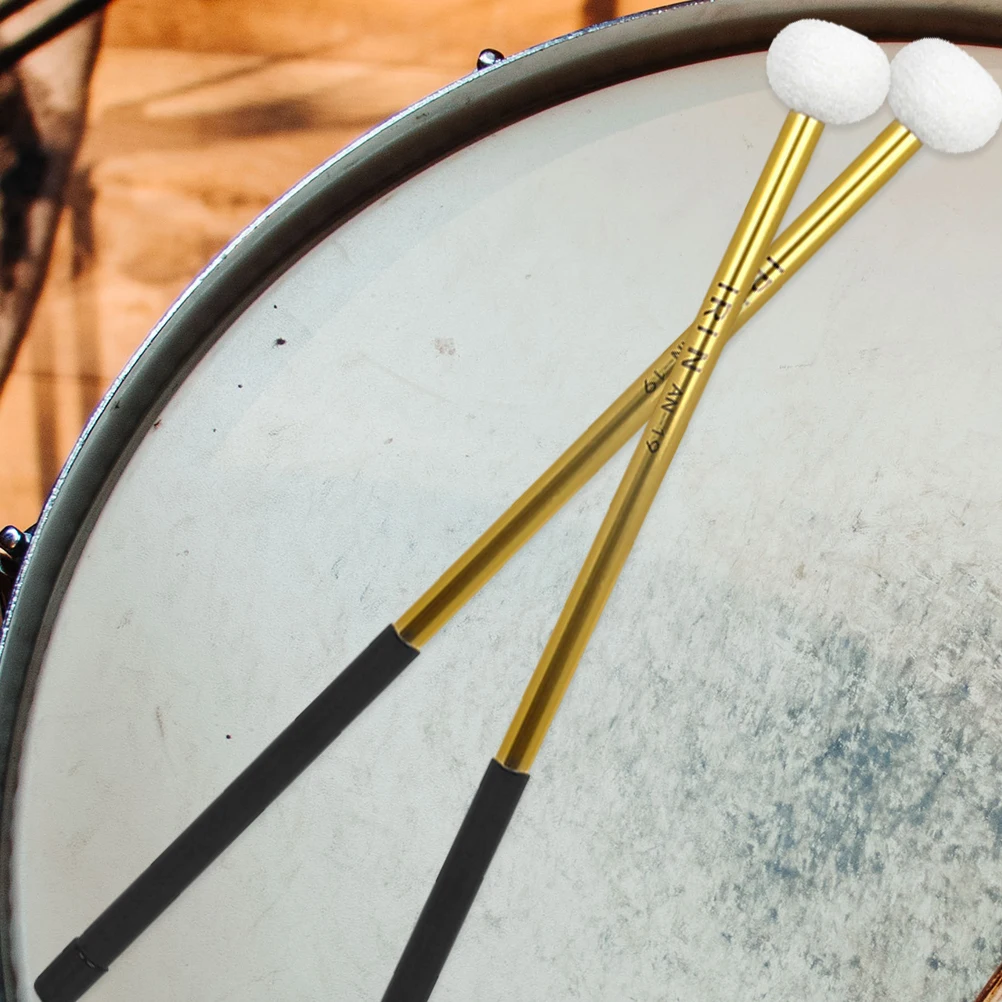 

2pcs Aluminum Alloy Timpani Drumsticks Felt Head Mallets Green Ergonomic Suitable for Marching Large Drums Bass Accessories