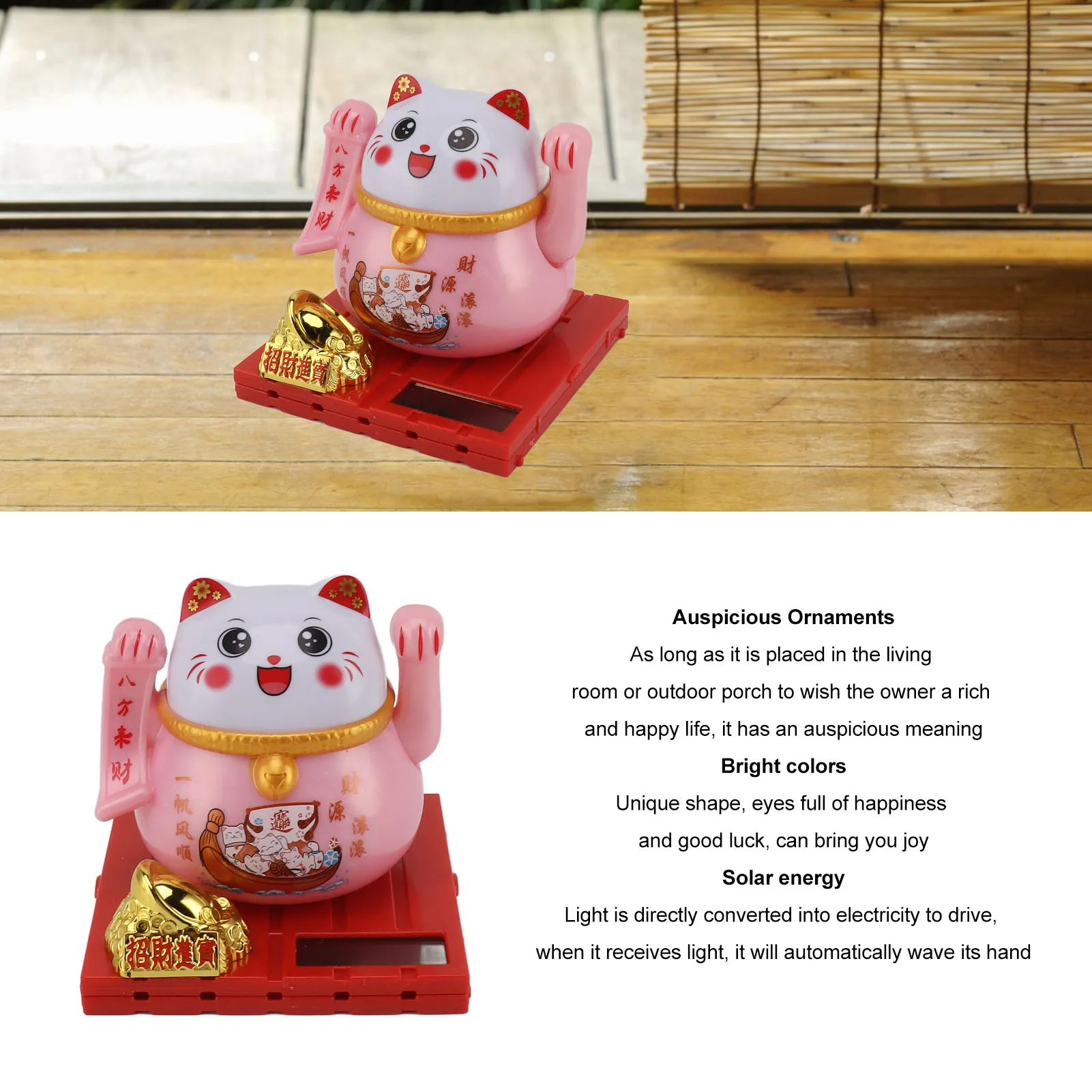Solar Powered Waving Cat Practical Energy Saving Cute Rustproof Drop Resistant Solar Waving Cat with Transparent Box for Home