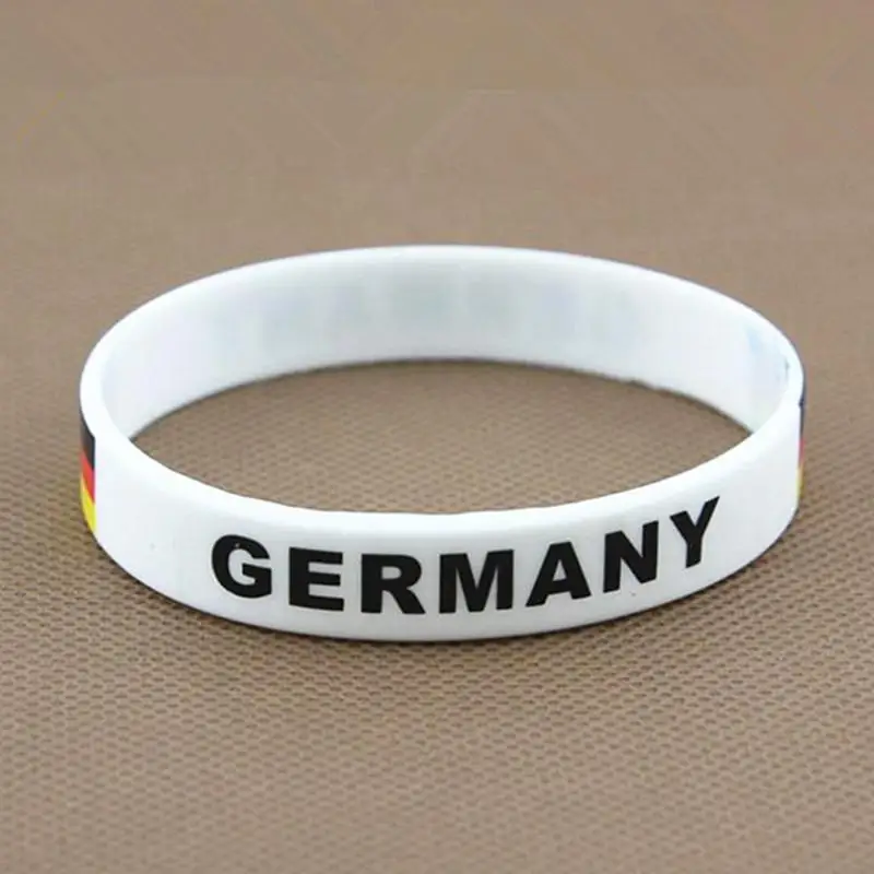 2 stücke Deutschland Flagge drucken Sport Armband Land Flaggen Silikon Armband Frauen Männer Gummiband Armband Armreif Zubehör