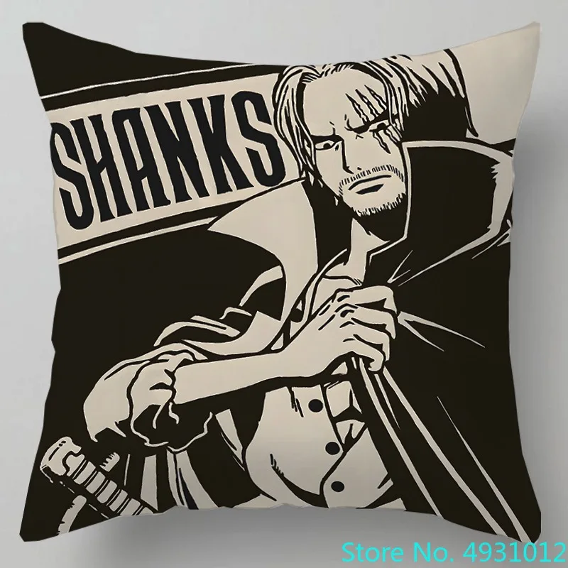 

45X45cm Black White Comics Anime One Piece Shanks Mihawk Rayleigh Pillow Cushion Cover Cute Home Sofa Office Nap Pillowcase