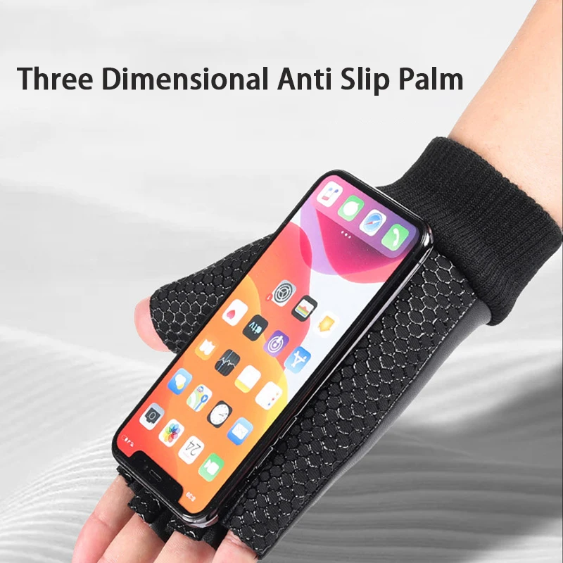 Two and Full Fingers PU Leather Winter Warm Gloves Flip-Up Waterproof Cold-Proof Winter Outdoor Cycling Driving Fishing Gloves