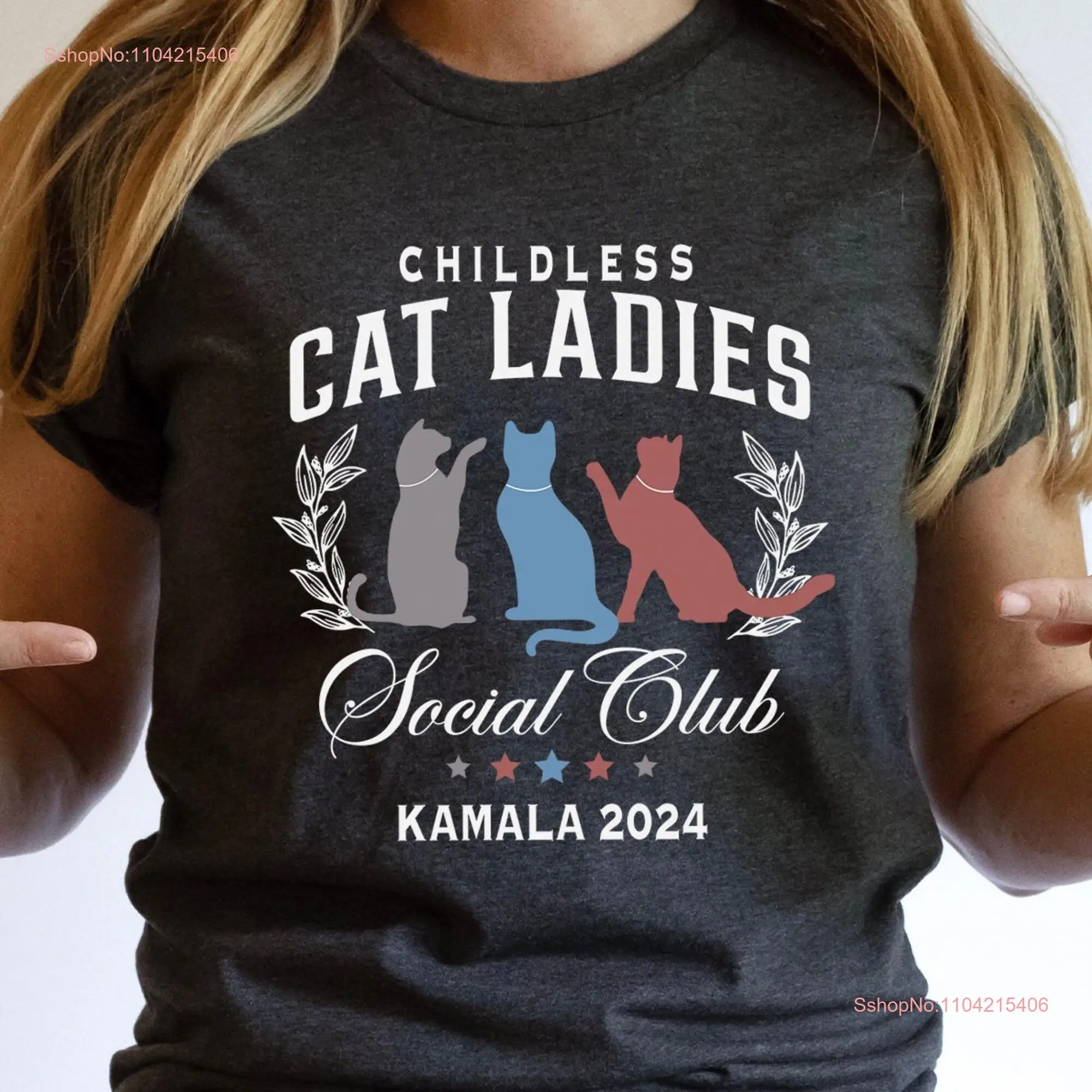 Cat Ladies For Kamala T Shirt Harris 2024 PresidenT Mom Rally Childless long or short sleeves