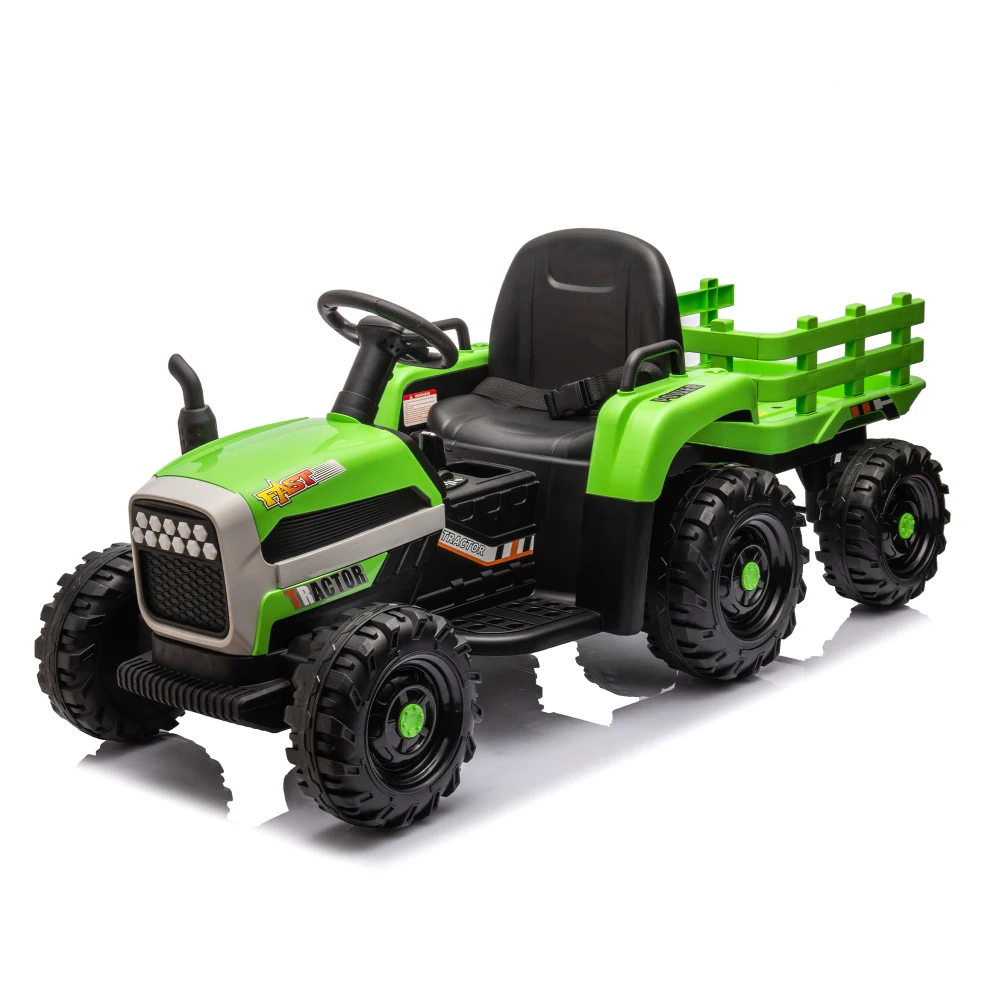 Ride on Tractor with Trailer,24V Battery Powered Electric Tractor Toy, 200w*2motor 1.86-4.97MPH/Remote Control,electric Car