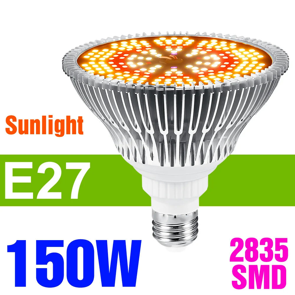 150W LED E27/E26 Grow Light Bulb AC220V Volledige Spectrum Teelt Lamp E14 110V Voor Indoor Growbox ingemaakte Bloem Vetplant