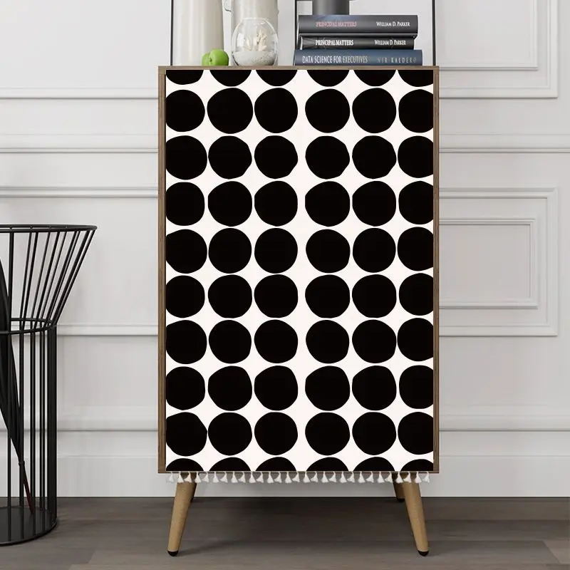 VIKAMA Punch Free Self Adhesive Curtain Multicolor Big Dot Geometric Print Storage Closet Cabinet Screen Nordic Home Decor
