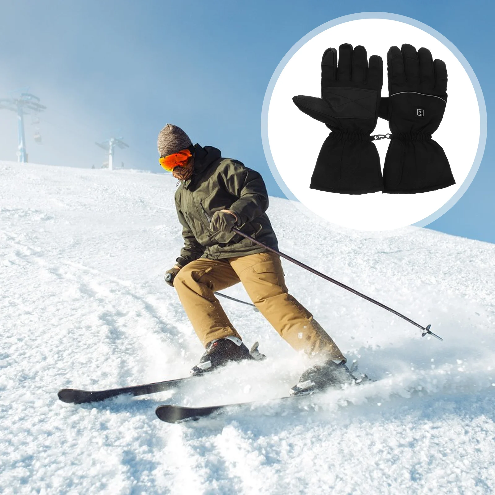 1 زوج قفازات تسخين كهربائي قفازات الشتاء الحرارية التدفئة دراجة نارية التزلج في الهواء الطلق مقاوم للماء يندبروف