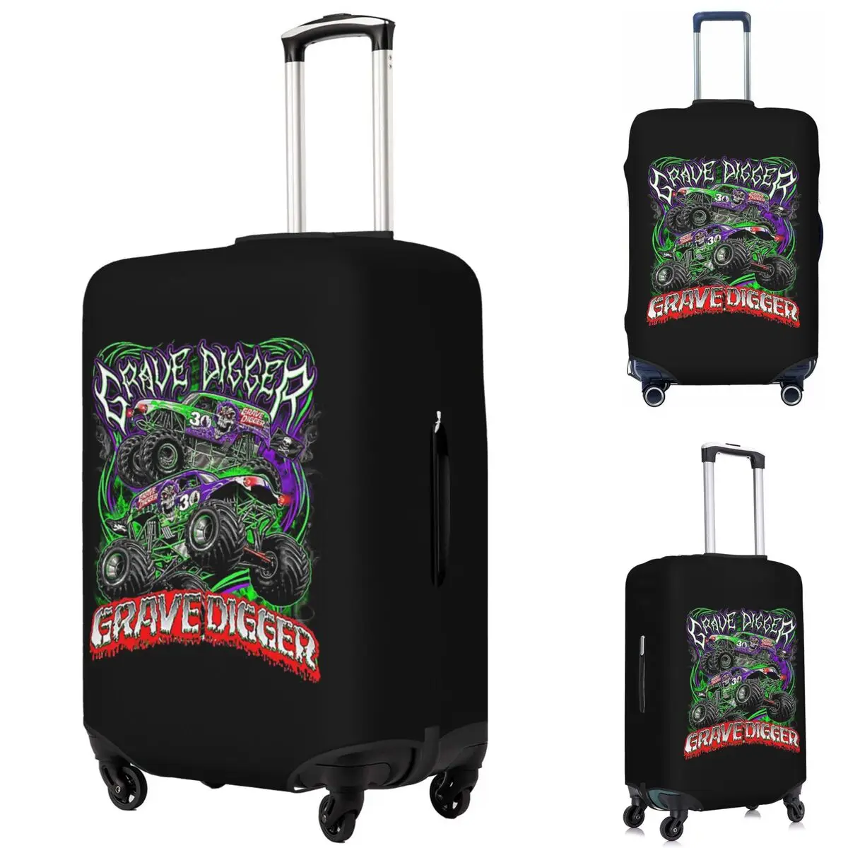 

Classic Monster Jam Pattern Suitcase Cover Protection Elastic Trip Luggage Protector Covers for 18-32 Inch