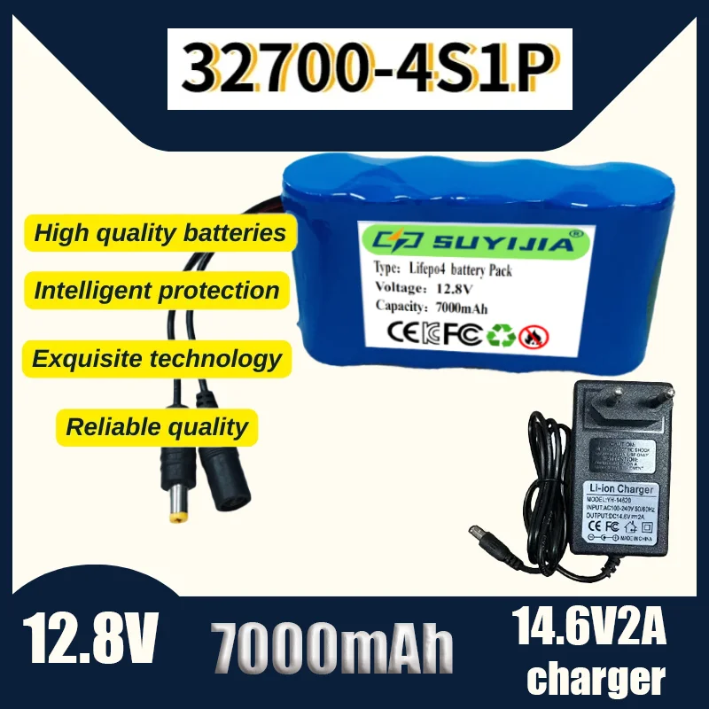 

32700 12.8V7Ah 4S1P LiFePO4 Lithium Iron Phosphate Battery Pack 40A Electric Boat Balance BMS 12V Uninterruptible Power Supply