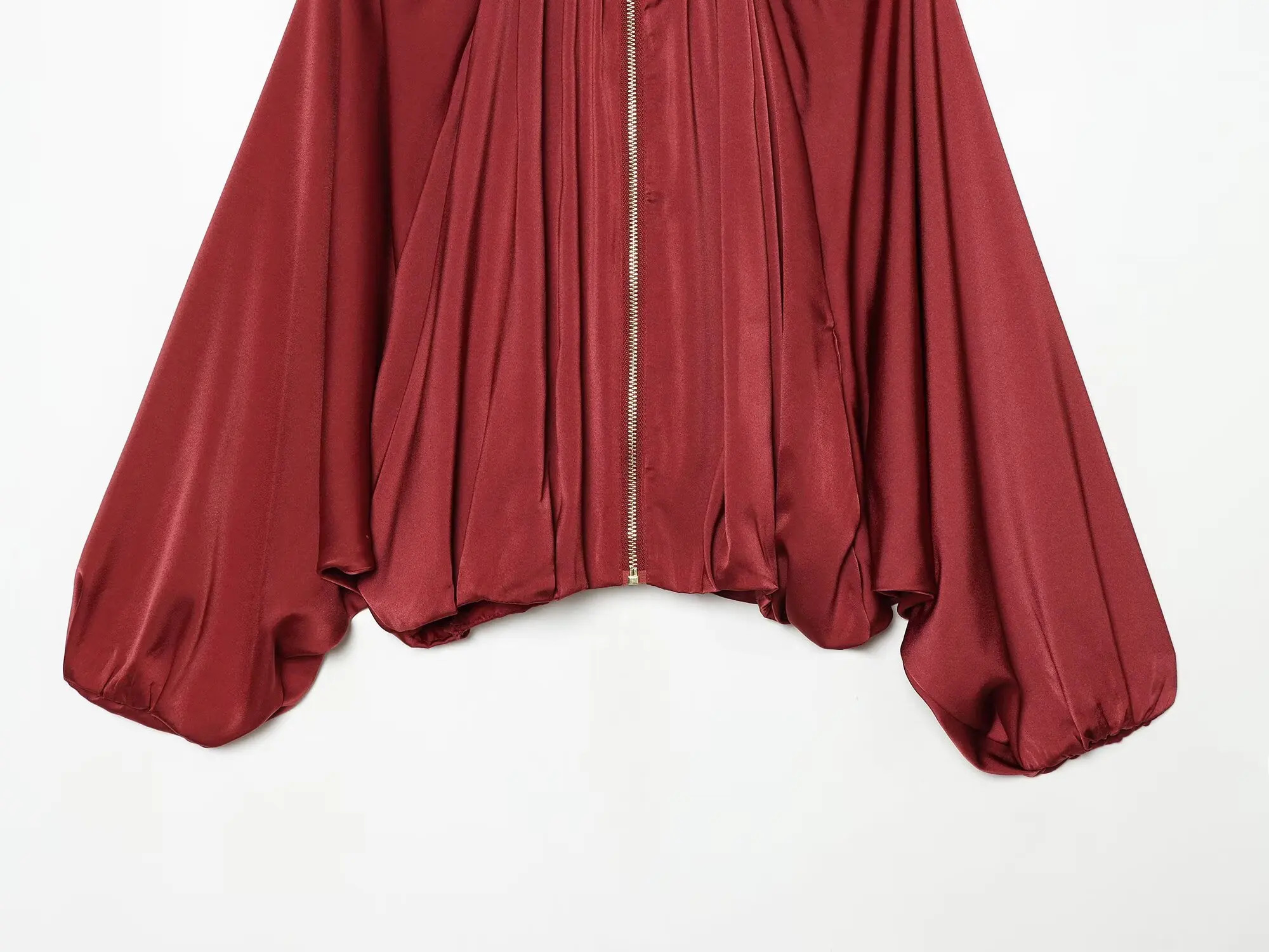 KONDALA Damen Casual Satin Bomberjacke Trendige High-Street Reißverschlussjacke Neu 2026 Frühherbst Elegante Schicke Puffärmel-Jacke – Detail 30