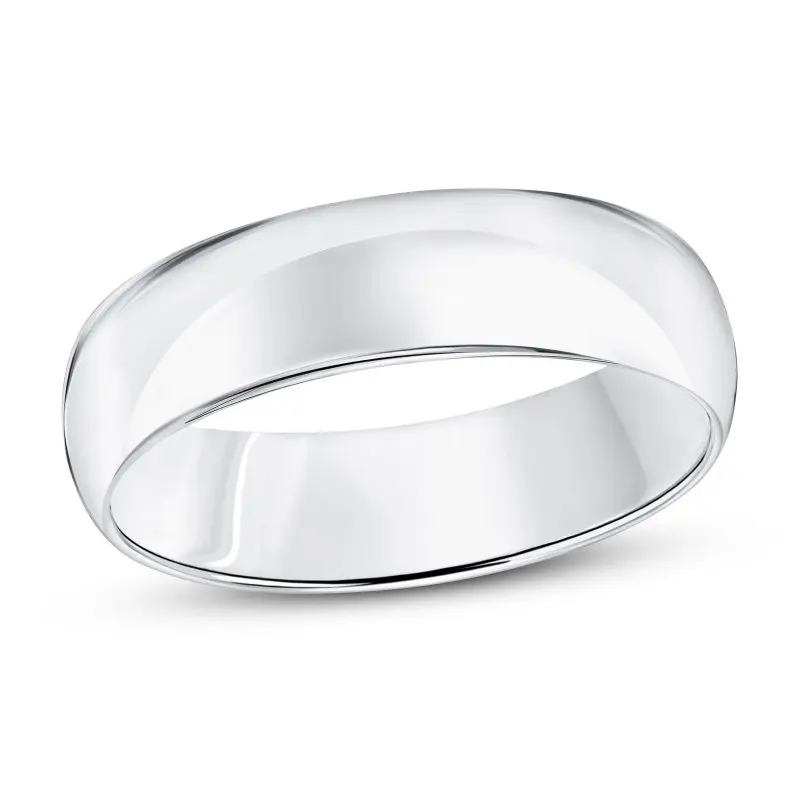 HESHI 925 Sterling Silver Smooth White 6mm Wide Simple Rings for Men Women Couple Wedding