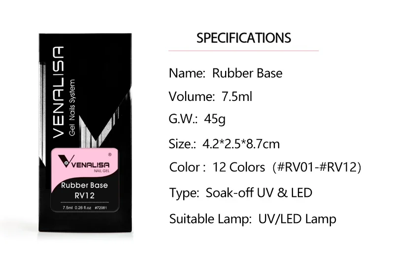 7,5ml Venalisa HEMA-freier TPO-freier Rubber Base Jelly Pink Soak-Off UV LED Gel Nagellack Semi-Permanent Nagel-Maniküre-Lack – Detail 7