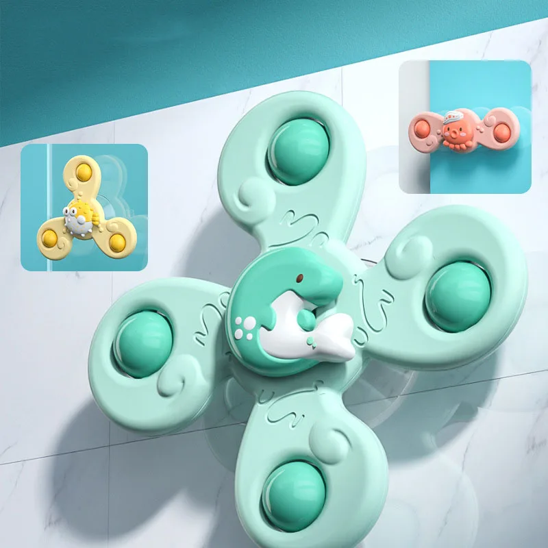 3Pcs/Set Baby Bath Toys Funny Bathing Sucker Spinner Suction Cup Cartoon Rattles Fidget Educational Toys Suction Cup Spinning