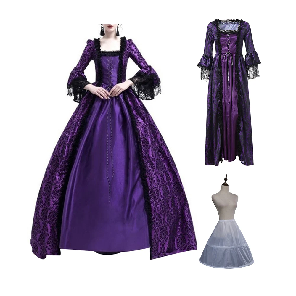 Vintage ยุคกลาง Renaissance เครื่องแต่งกาย Victorian ชุดไปงานเต้นรำ Royal ผ้า Queen เจ้าหญิง Gothic Victorian Dress