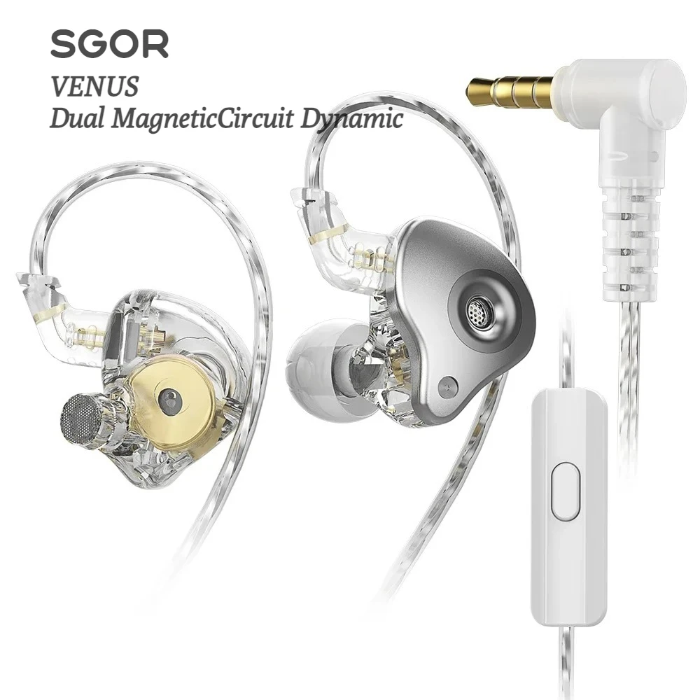 

New SGOR VENUS Wired Best HIFI In Ear Earphones Super Bass Music Dynamic Drivers Sport IEMs Monitor Earbuds Headphones with Mic