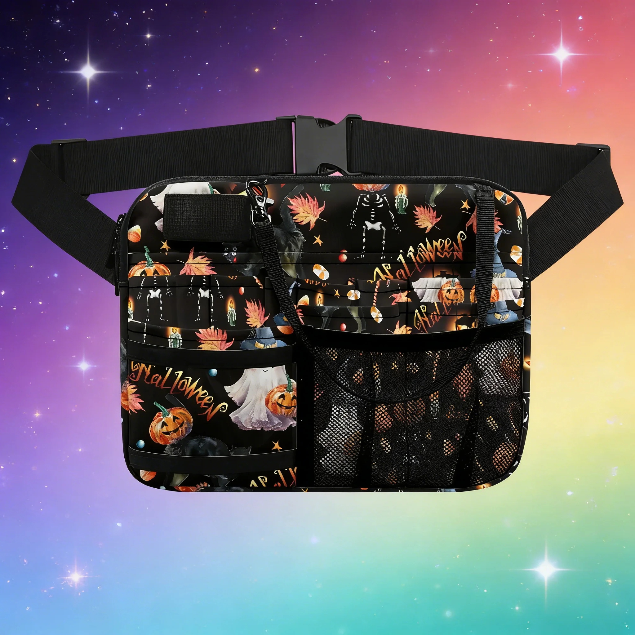 

Bright Rainbow Nurse Fanny Pack High Visibility Medical Organizer for Safety