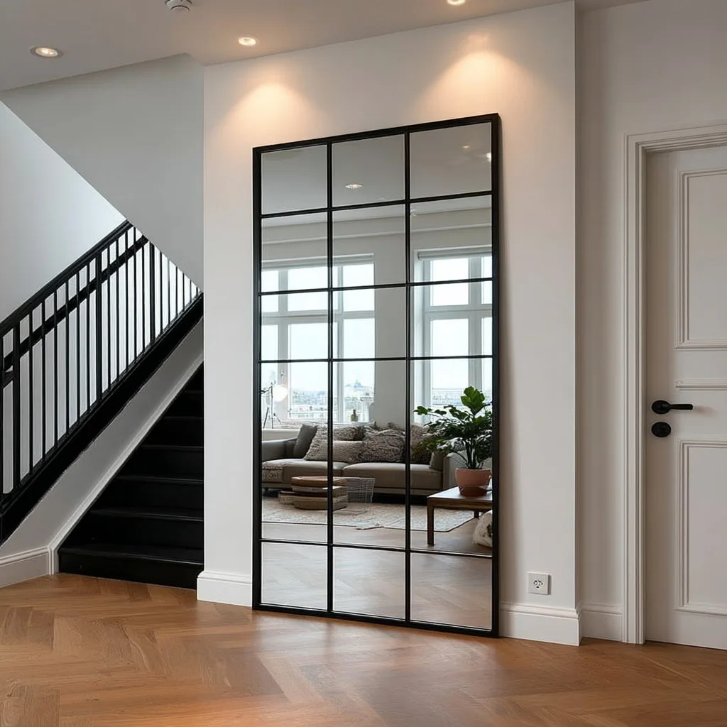 

full body mirror simple geometric full-length mirror home living room square floor mirror retro clothing store fitting mi