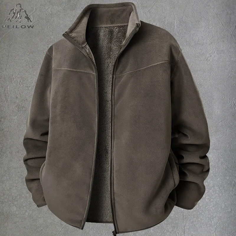 

New 2025 Men's Polar Fleece Jacket Winter Windproof High Quality Thermal Fleece Lined Coats Casual Warm Outwear Men Clothing