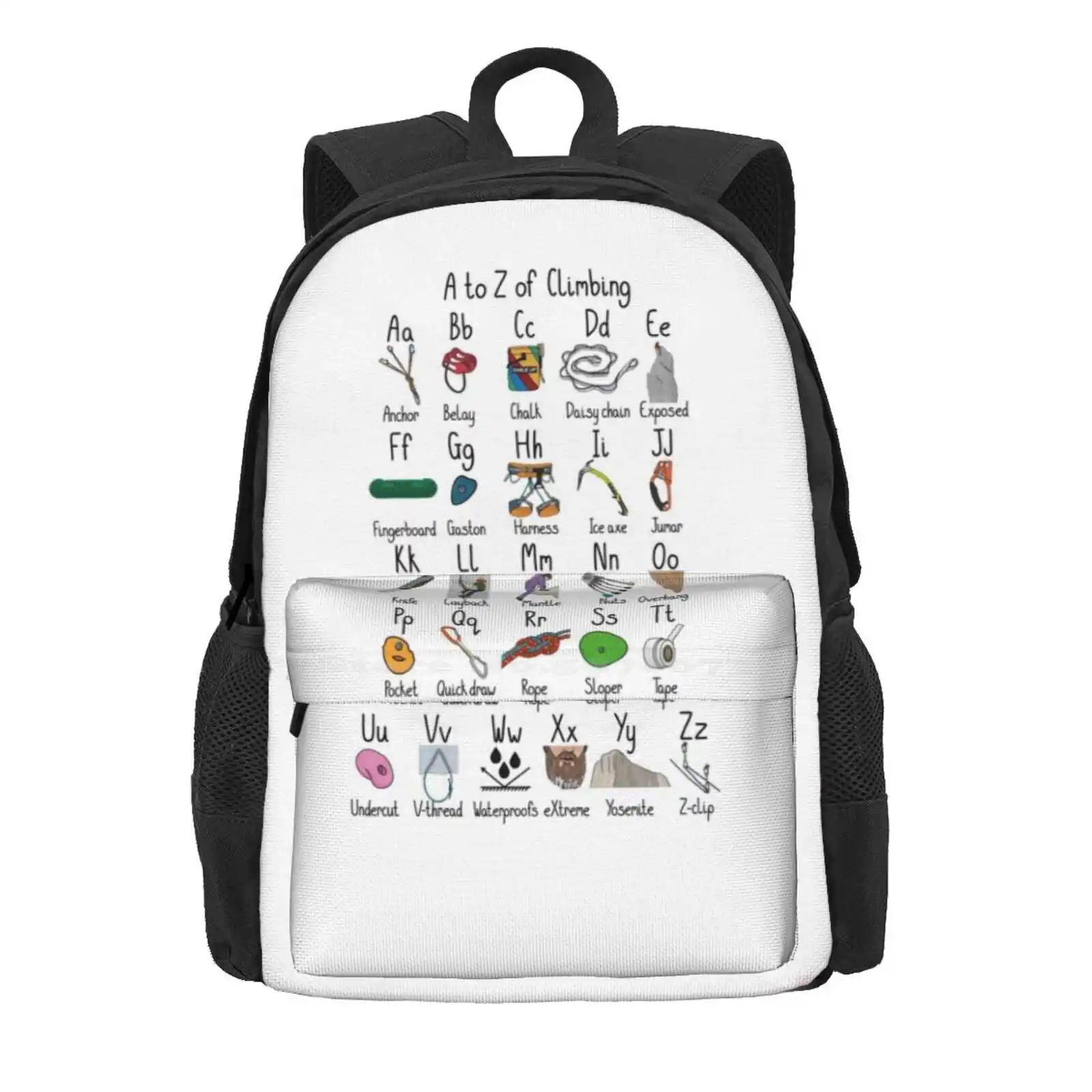 A To Z Of Climbing Hot Sale Schoolbag Backpack Fashion Bags Climbing Climber Alphabet Mountaineering Bouldering Letter A