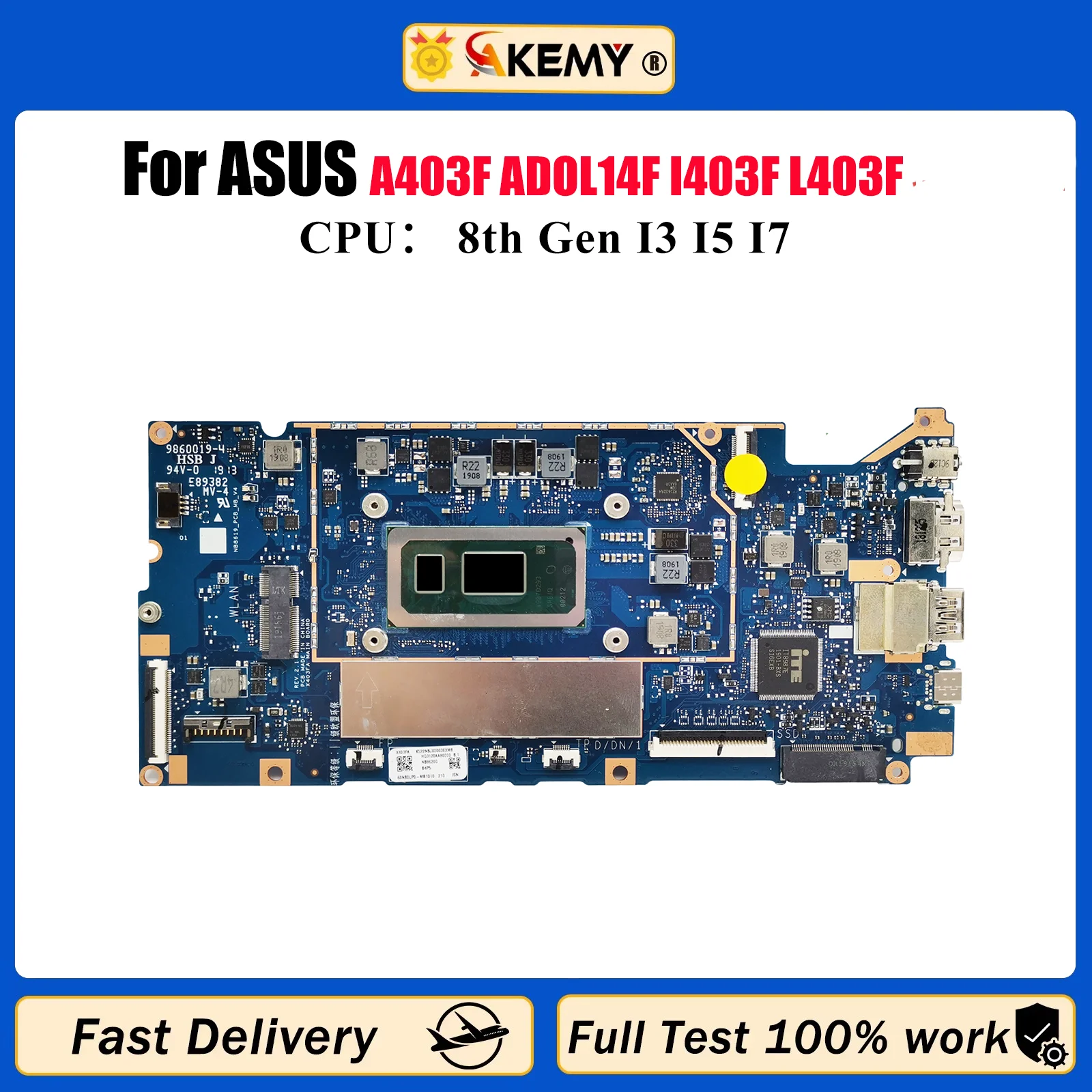 

X403FA Материнская плата для ноутбука ASUS VivoBook X403F A403F ADOL14F I403F L403F F403F X403FA X403FAC Материнская плата с процессором I3 I5 I7 stk