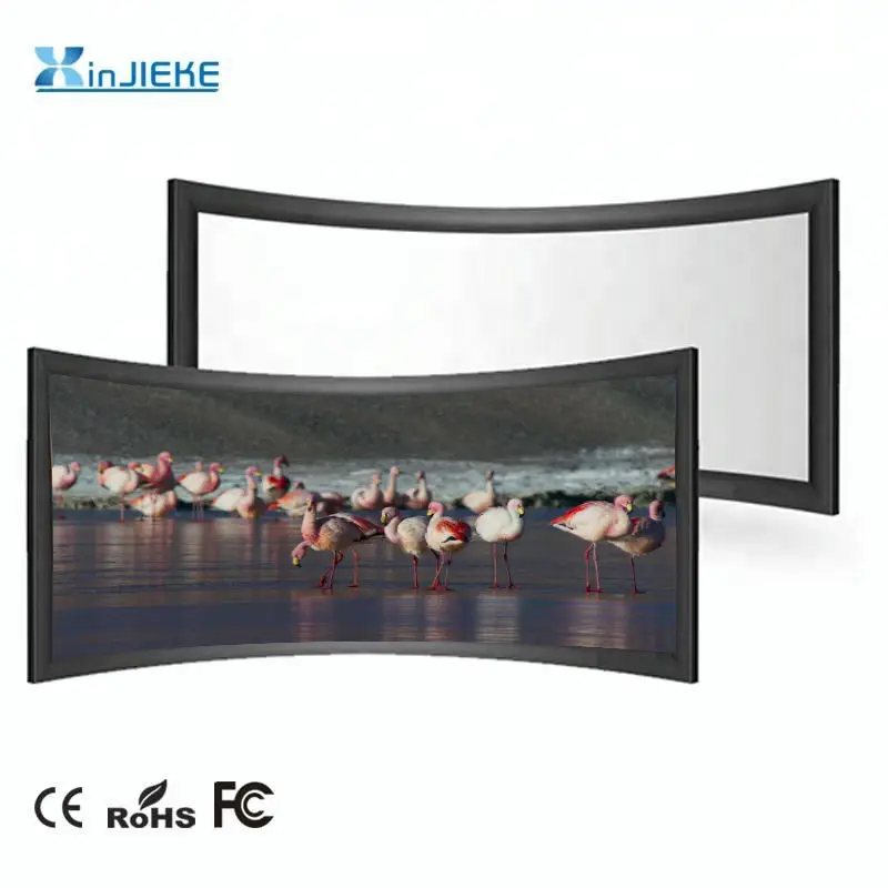 180 Degree Curved Projection Screen, Fixed Curved HD Projector Screen 133inch 16:9 Format with Good Price