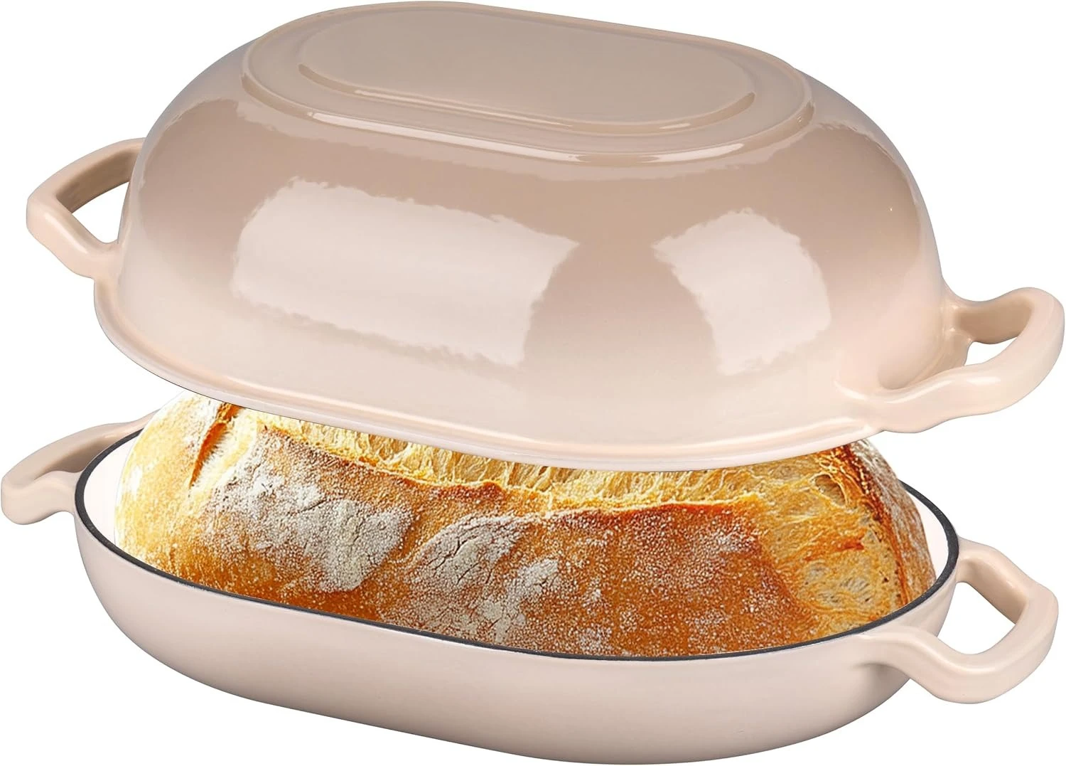 

Enameled Cast Iron Sourdough Bread Oven, Dutch Oven, Loaf Cast Iron Bread Pan for Homemade Bread Baking, Meatloaf Pan with Lid,